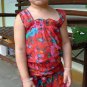 Funky colourful girls children's clothing. 2 to 3 years & up. Adjustable size. Red summer top.