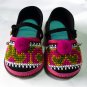 Funky colourful childrens shoes. Black, pink and blue. Toddler large size