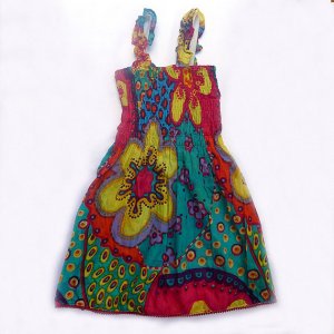 Funky summer sun dress. Adjustable size. Colorful toddler girls children's clothing.