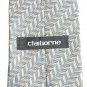 Claiborne Handmade Silver Blue Beige Herringbone Geometric Design Mens 100% Silk Necktie Tie