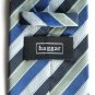 Haggar Navy Blue Black Gray Stripe Design mens necktie