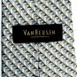Van Heusen Beige Brown Blue Geometric Design 100% Silk Mens Necktie