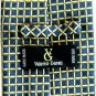 Valerio Garati Navy Blue Boxes Golden Lines Geometric Design Silk Necktie Tie