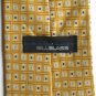Bill Blass Yellow Geometric Blue Design 100% Silk Necktie