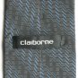 Claiborne Black Navy Blue Geometric Design Silk Necktie Tie