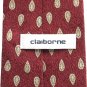 Claiborne Red Beige Geometric Design 100% Silk Necktie Tie