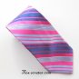Croft & Barrow Pink Blue Silver Striped Design Mens 100% Silk Necktie Tie