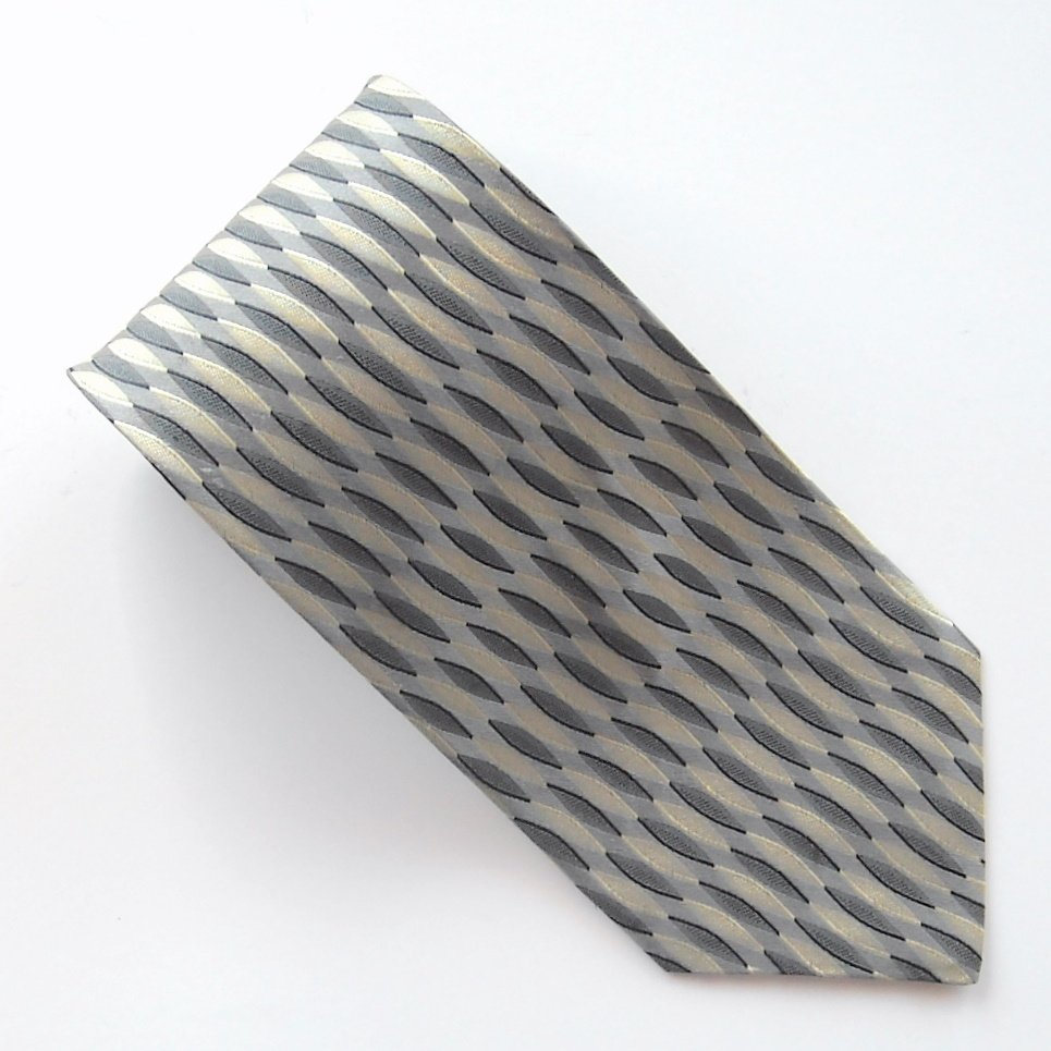 Valerio Garati Silver Black White Art Deco Design mens 100% Silk necktie tie