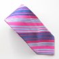 Croft & Barrow Pink Blue Silver Striped Design Mens 100% Silk Necktie Tie