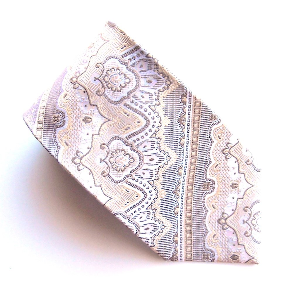 Ferre Massimo Golden Brown Beige Design 100% Silk Mens Necktie Tie
