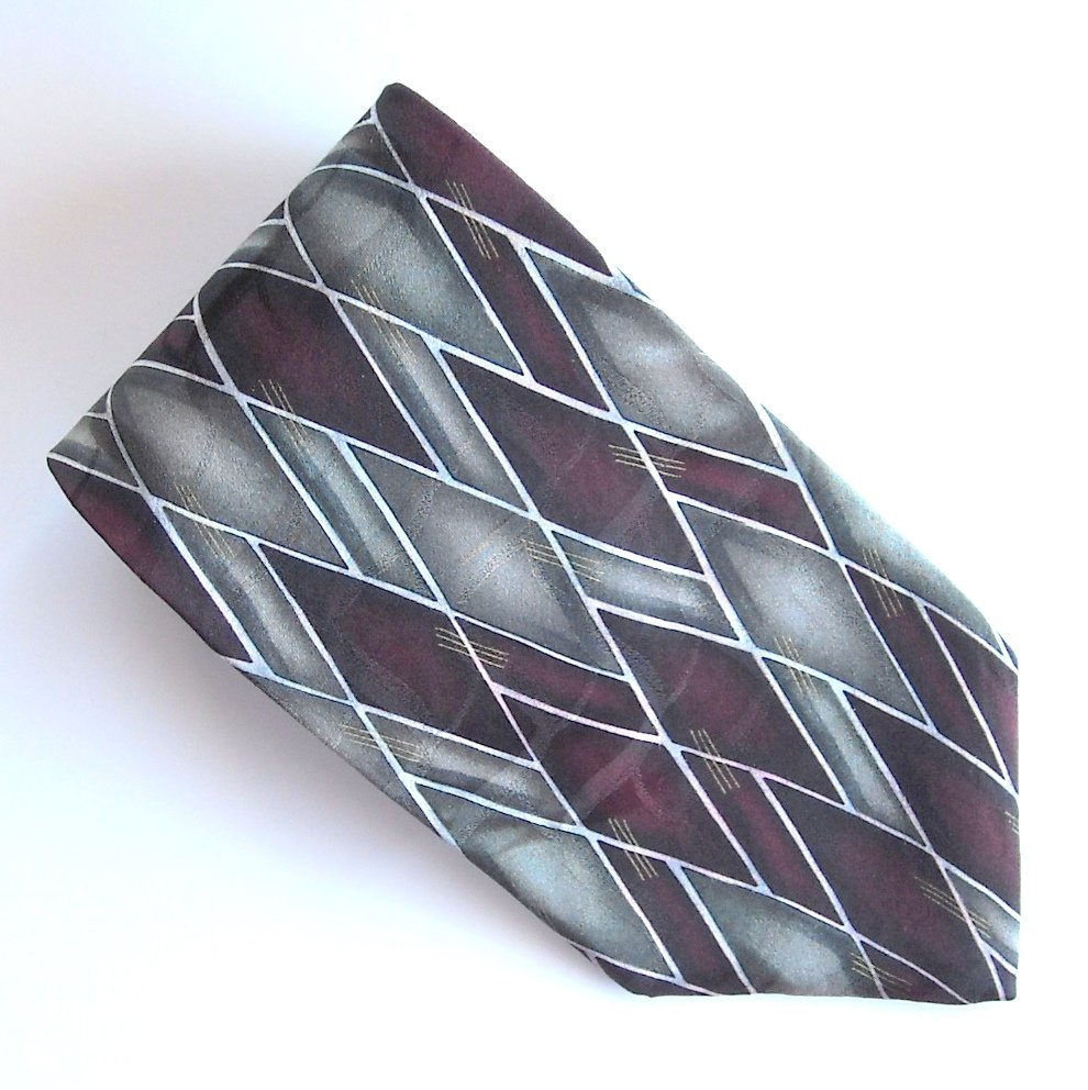 Arrow Red Gray Silver Geometric Design Silk Mens Necktie