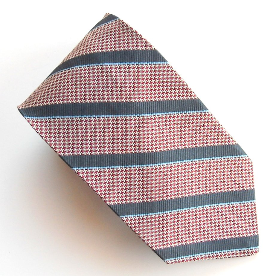 Embassy Row Navy Blue Striped Design 100% Silk mens necktie