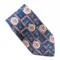 Damon Blue Red Geometric Design 100% Silk Necktie Tie