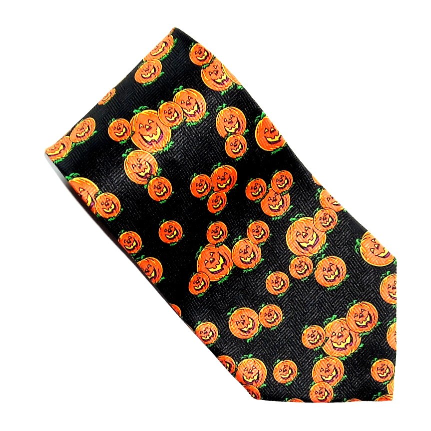 Halloween Laughing Pumpkins Design Black Label Necktie Tie