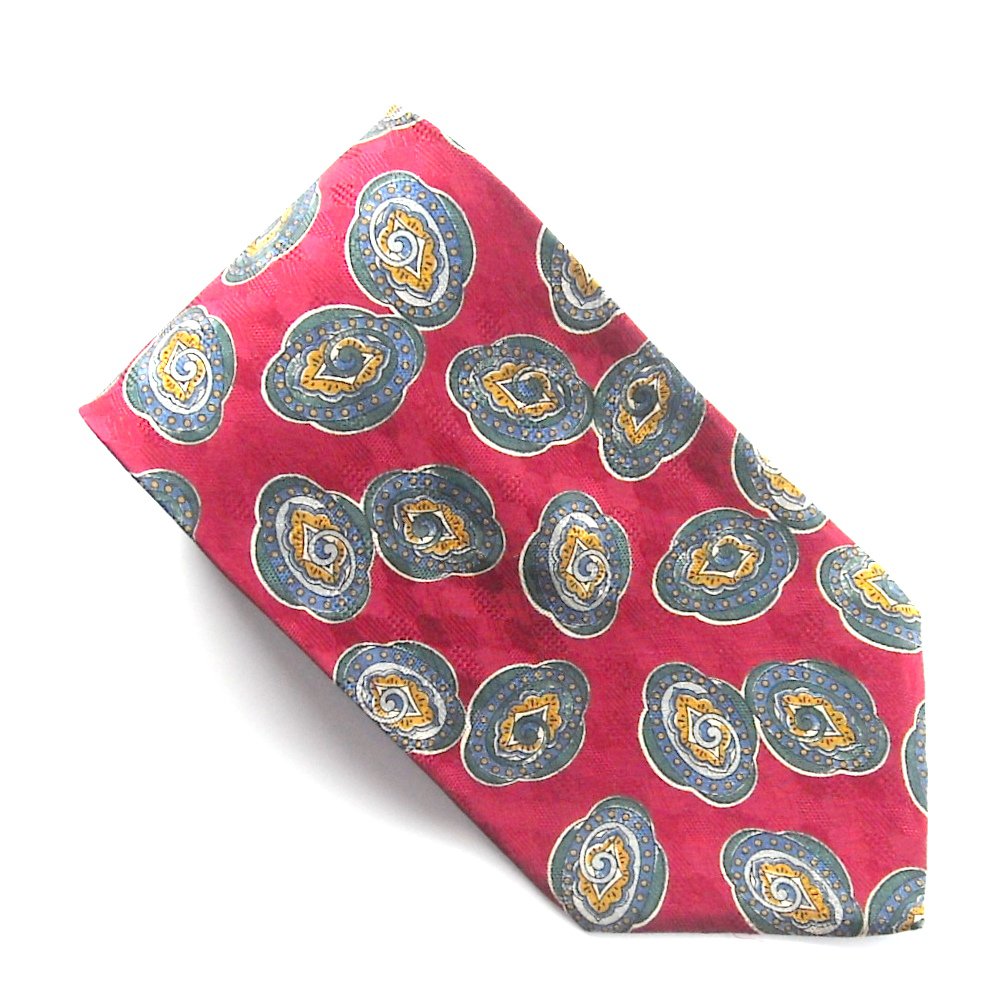 Peterborough Row Bloomingdale's Red Green Design 100% Silk Necktie Tie