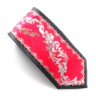 Adolfo Red Gray Black 100% Silk Necktie Tie