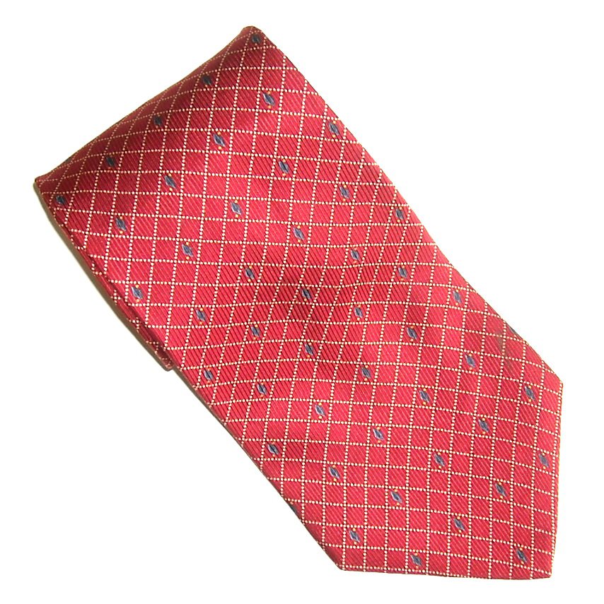 Nautica Red with White Dotted Lines Design Mens Necktie Tie