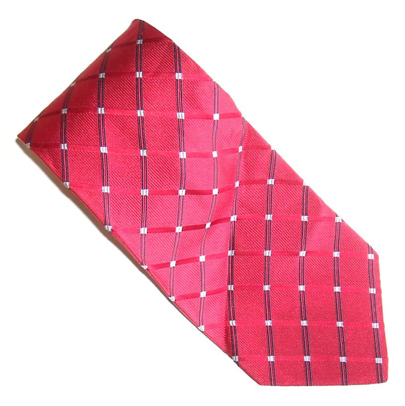 Nautica Red with White Dots Lines Design Mens Necktie Tie