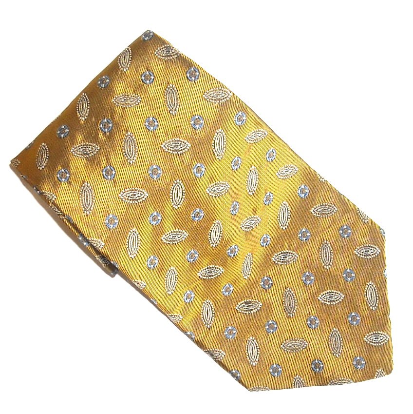 Chaps Golden Blue Gold White Design Mens Necktie Tie