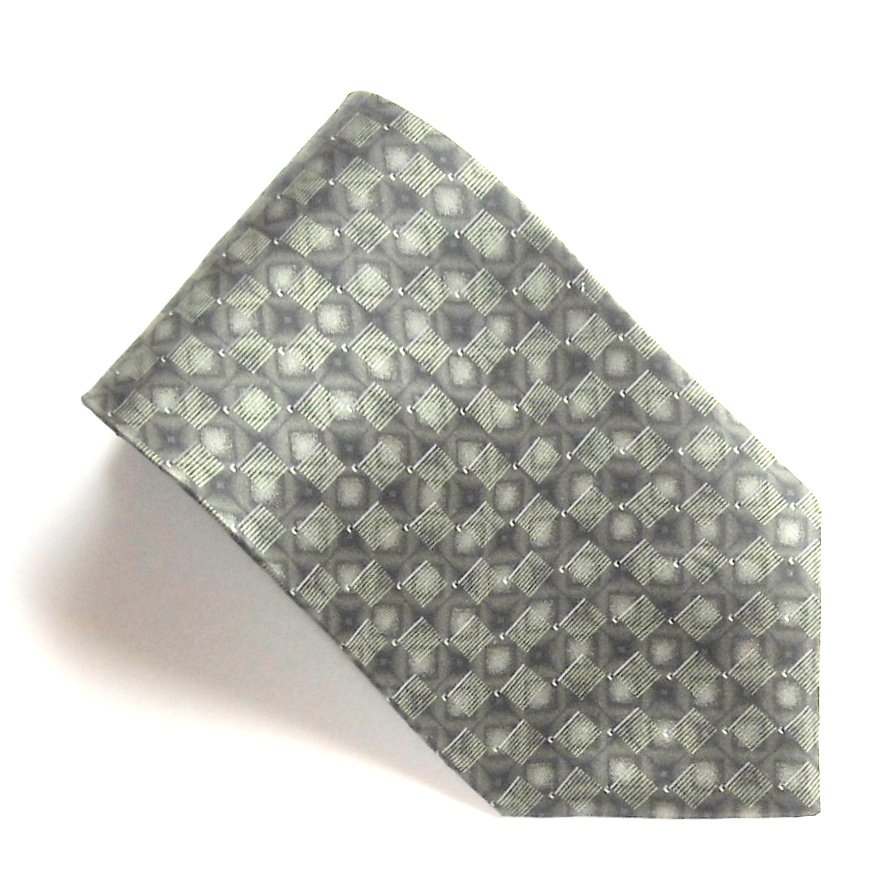 Bill Blass Green Geometric Olive Green Design 100% Silk Necktie