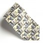 J Garcia Butterflies III Black Beige Brown Art Deco Design Silk Necktie Tie