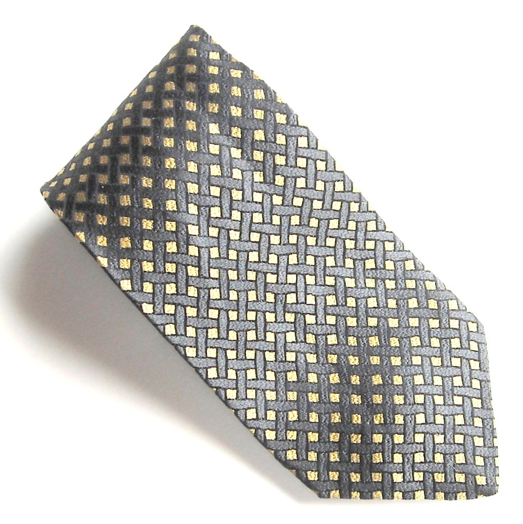 Today's Man Italy Black Golden Design 100% Silk Necktie Tie