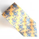 Van Heusen Yellow Gray Blue Geometric Design 100% Silk Necktie Van Heusen Yellow Gray Blue Geometric Design 100% Silk Necktie