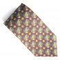 Bill Blass Burgundy Gray Yellow Black Geometric Design 100% Silk Necktie