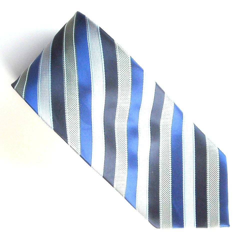 Haggar Navy Blue Black Gray Stripe Design mens necktie