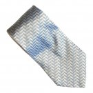Claiborne Handmade Silver Blue Beige Herringbone Geometric Design Mens 100% Silk Necktie Tie
