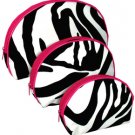 Zebra 3-Piece Nesting Cosmetic Set With Hot Pink Trim #ZEB232-H/PINK