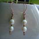 Handmade Double Pearl Beads Dangle Earrings