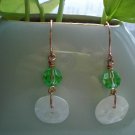 Handmade Green Swarovski Crystal Earrings Copper Tone Earwires
