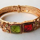 VERY BEAUTIFUL INDIAN GOLD TONE POLKI HINGED CZ RUBY 1PC BANGLES BRACELET DJ170