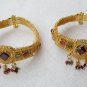 INDIAN GOLD FINISH POLKI SEMIPRECIOUS STONE 2PC BANGLE BRACELET OPENABLE F312