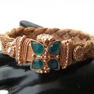 INDIAN COPPERTONE POLKI SEMIPRECIOUS STONE 1PC BANGLE BRACELET OPENABLE F322