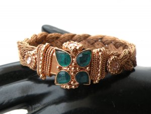 INDIAN COPPERTONE POLKI SEMIPRECIOUS STONE 1PC BANGLE BRACELET OPENABLE F322