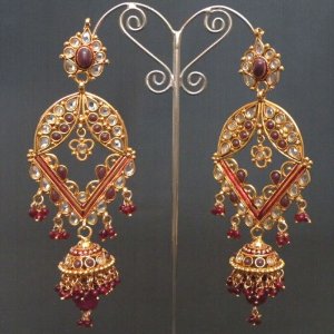 STUNNING VICTORIAN DESIGNER ANTIQUE FINISH AD EMERALD PREMIUM EARRINGS 2PC Y3