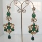 STUNNING VICTORIAN DESIGNER ANTIQUE FINISH AD EMERALD PREMIUM EARRINGS 2PC Y3