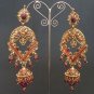 VICTORIAN DESIGNER ANTIQUE FINISH AD RUBY EMERALD PREMIUM EARRINGS 2PC Y9