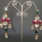 VICTORIAN DESIGNER ANTIQUE FINISH AD RUBY EMERALD PREMIUM EARRINGS 2PC Y9