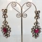 BOLLYWOOD VICTORIAN DESIGNER ANTIQUE FINISH REVERSE AD RUBY EARRINGS 2PC Y15