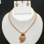 INDIAN STUDIO DESIGNER GOLDTONE RUBY PEARL WEDDING 3PC PENDANT NECKLACE SET R89