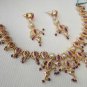 ELEGANT INDIAN STUDIO DESIGNER GOLDTONE RUBY PEARL WEDDING 3PC NECKLACE SET RE50
