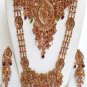 POLKI INDIA DESIGNER UNIQUE 8 PC SEMIPRECIOUS STONE HEAVY BRIDAL NECKALCE SET