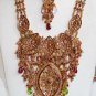 POLKI INDIA DESIGNER UNIQUE 8 PC SEMIPRECIOUS STONE HEAVY BRIDAL NECKALCE SET
