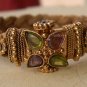 INDIAN COPPERTONE POLKI SEMIPRECIOUS STONE 1PC BANGLE BRACELET OPENABLE VB64