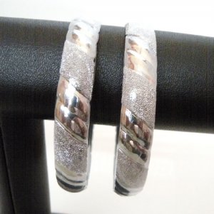 2PC VERY BEAUTIFUL INDIAN SILVER PLATED WEDDING JEWELRY BANGLE BRACELET 2.8 H73