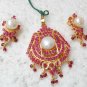 PREMIUM STUDIO DESIGNER GOLDTONE RUBY PEARL WEDDING 3PC PENDANT NECKLACE SET R94