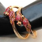 INDIAN POLKI DESIGNER GOLD FINISH PEACOCK MEENA BANGLE KADA BRACELET PAIR AC86